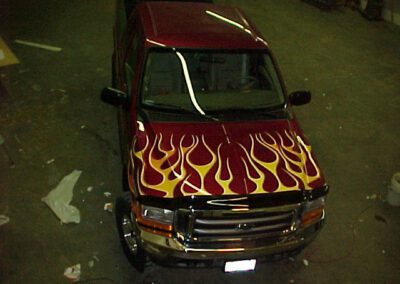 Red Fire Graphic design on the car